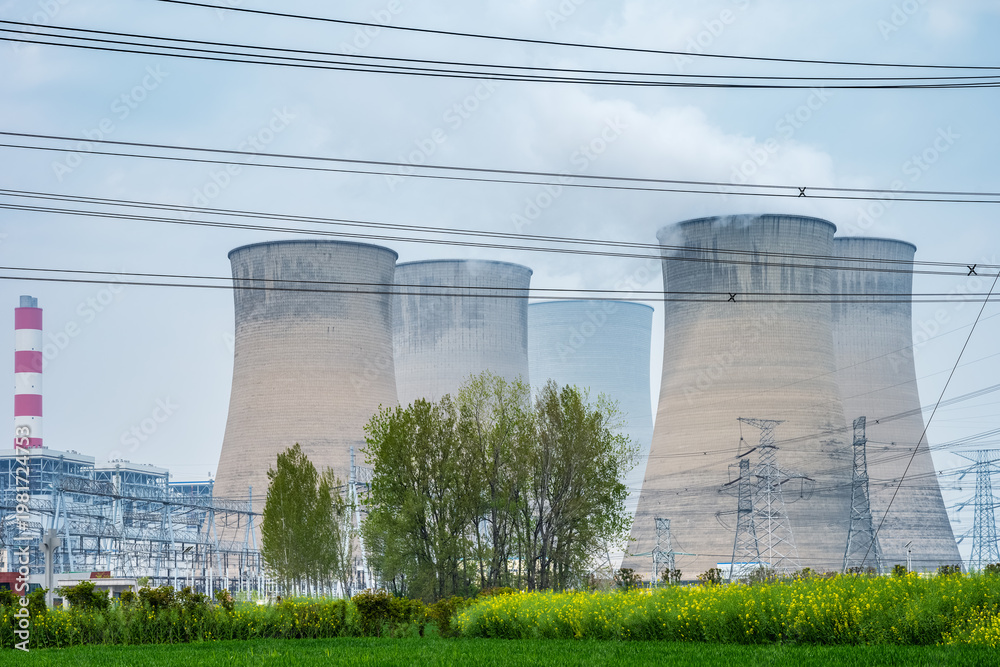 custom made wallpaper toronto digitalCoal-Fired Pithead Power Plant with Cooling Towers and Transmission Lines