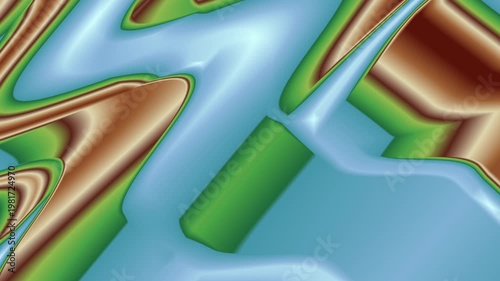 Topographic Relief Map Aquamarine Blue And Emerald Green Terrain Stylized Liquid Valley Contours
