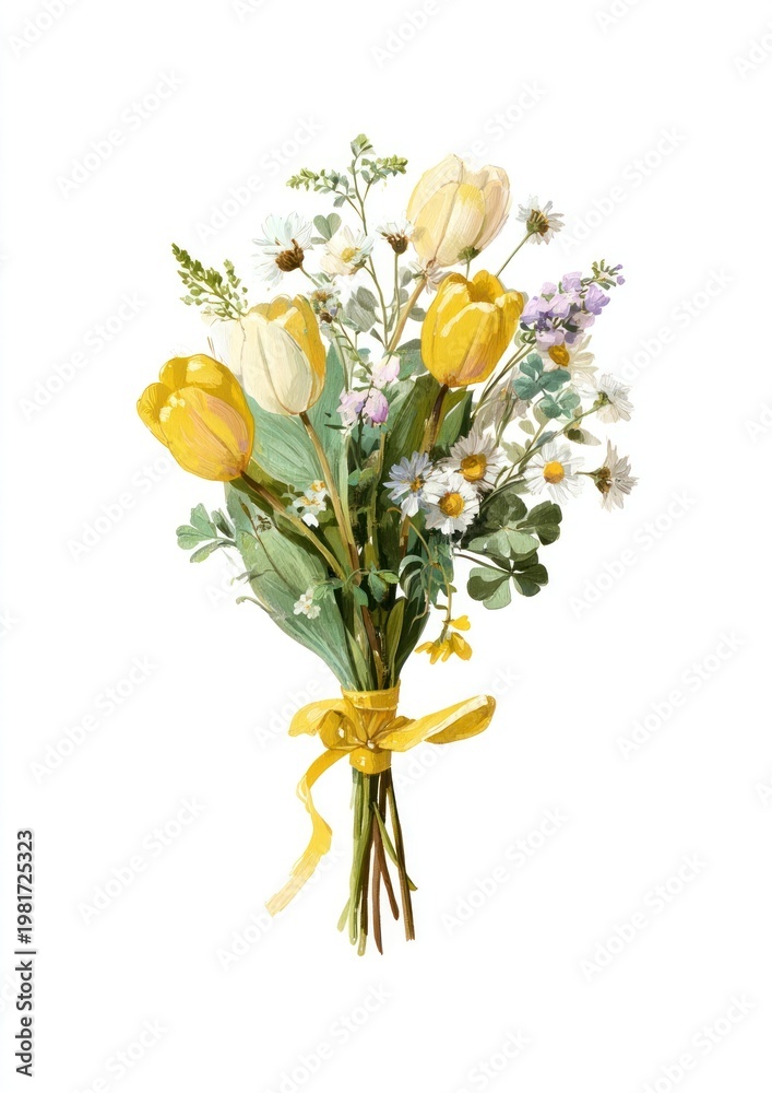 Fototapeta premium Elegant floral bouquet illustration.