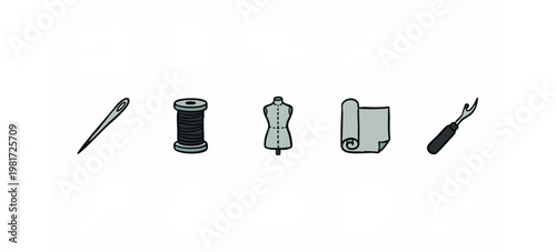Dressmaking Needlework and Fashion Design Supplies Icons