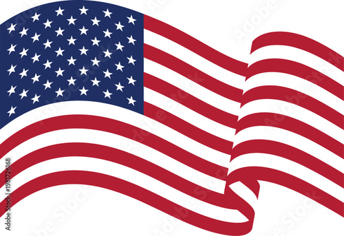 American flag waves proudly in a dynamic and fluid motion representing national unity and patriotic spirit.