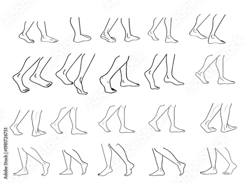 Collection of various female leg and foot positions