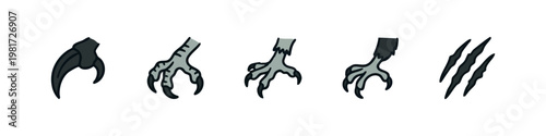 Predator Bird Claws and Scratch Mark Icons