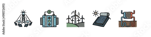 Advanced Green Energy and Thermal System Icons