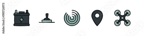Unmanned Vehicle and Navigation System Technology Icons