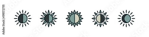 Icons depicting sun phases and moon phases