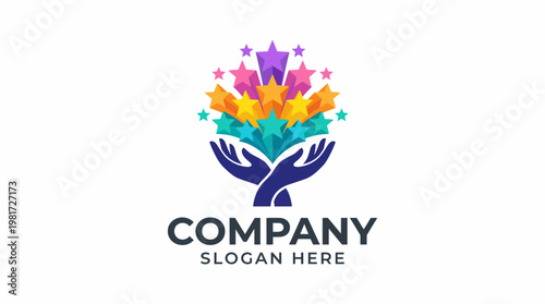 This dynamic image illustrates two hands cradling a burst of colorful stars, representing creativity, aspiration, and the potential for growth through support and encouragement.