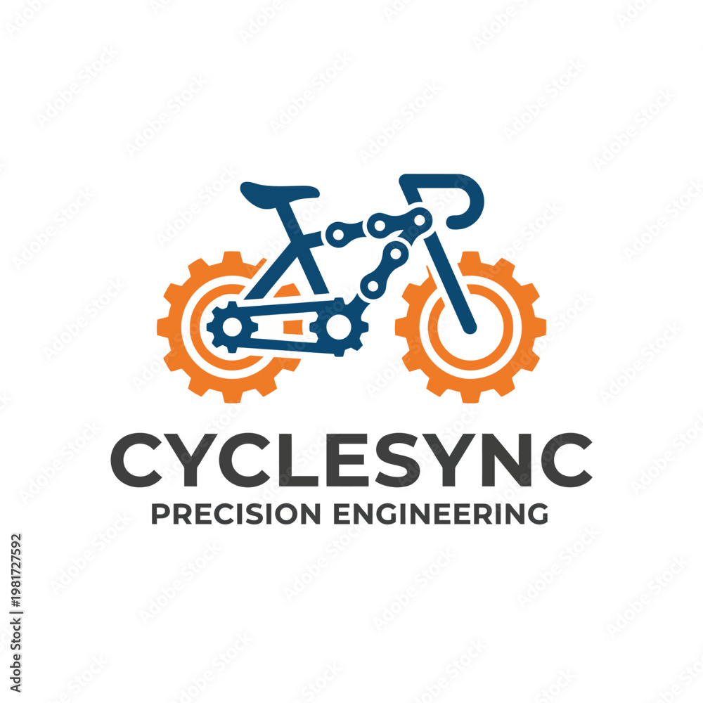Fototapeta premium This logo features a bicycle design integrated with gear elements, representing precision engineering and innovation in the cycling industry.
