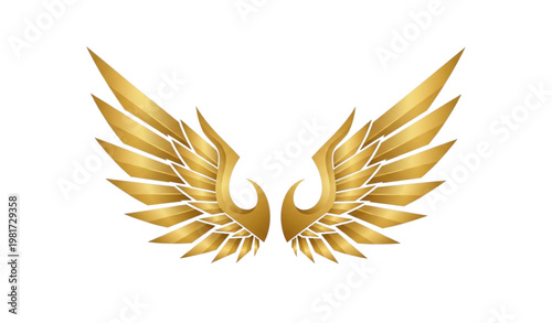 Golden phoenix wings vector emblem luxury success badge illustration