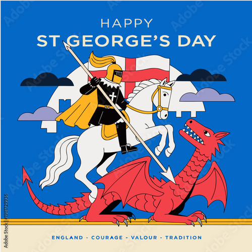 Saint George of England Knight on Horse 