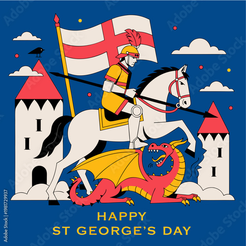 Saint George of England Knight on Horse 