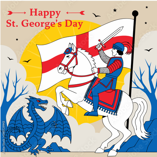 Saint George of England Knight on Horse 