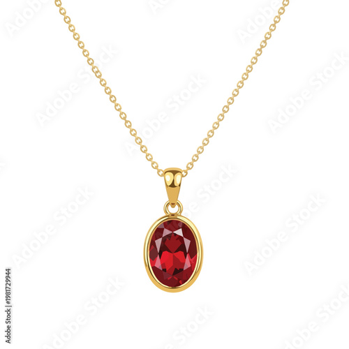 Elegant Gold Necklace with Vibrant Red Gemstone Pendant for Fashion and Jewelry Appreciation