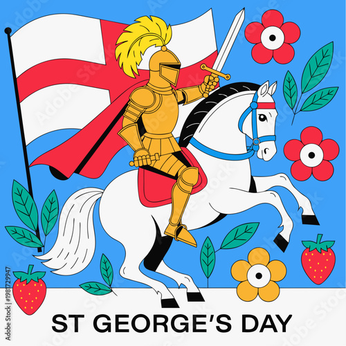 Saint George of England Knight on Horse 