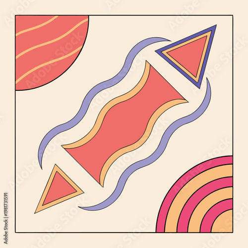 Colorful geometric shapes in a square frame abstract vibrant