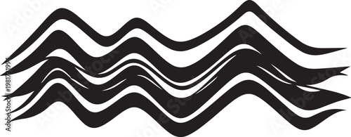 Black wavy lines, abstract wave patterns, modern design elements, vector graphics