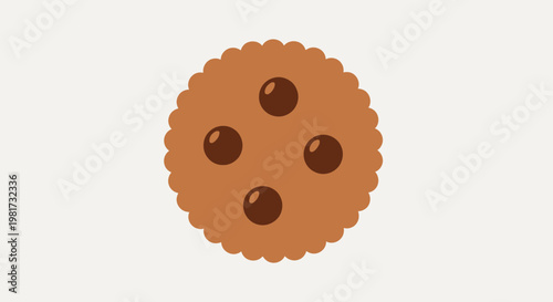 Chocolate Chip Cookie Icon - Sweet Treat Flat Design