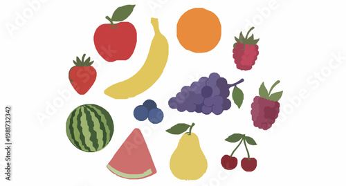Hand drawn watercolor fruit and berry vector set with fresh organic food elements for farm market and healthy branding