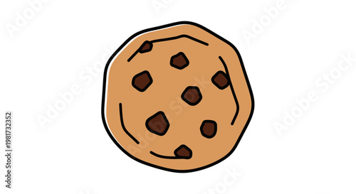 Chocolate Chip Cookie Illustration - Simple Cartoon Style