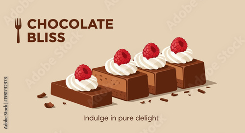 Chocolate Bliss Pastries with Raspberry and Cream