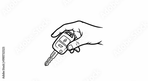 Hand holding a car key with unlock and lock buttons