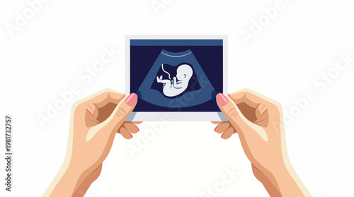 A heartfelt moment captured as hands delicately hold an ultrasound photograph, symbolizing pregnancy, hope, and the anticipation of new life, filled with emotion and care.