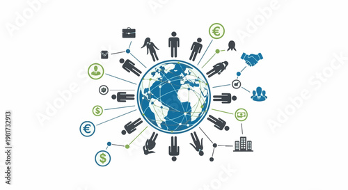 Global network connecting people, finances, and businesses