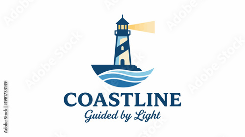 Slika na platnu This beautiful lighthouse logo represents guidance and security, ideal for companies focused on navigation, maritime services, or coastal tourism and preservation