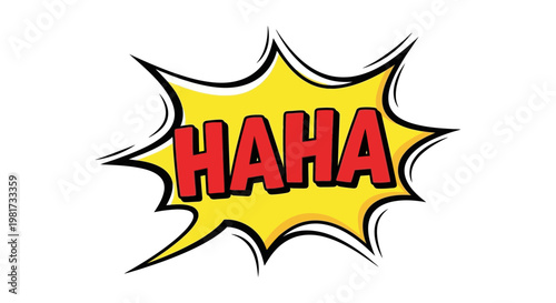 Comical "HAHA" Speech Bubble Pop Art Style