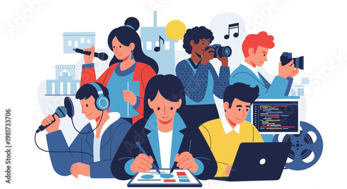 Creative Professionals Working Together: Media, Art, Tech, Music, and Journalism