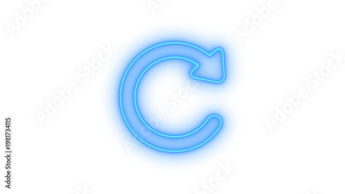 Fotografie Colorful neon blue refresh reload arrow icon glowing with electric light for web