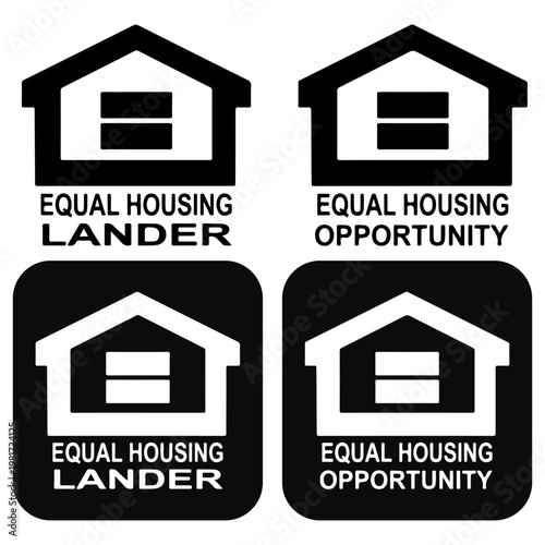 Equal Housing Opportunity Lander Icon Symbol in Black and White
