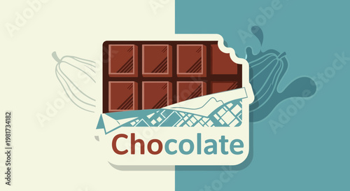 Delicious Chocolate Bar with Cacao Pods Illustration