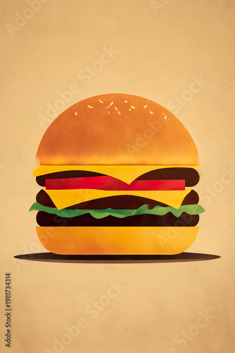 Classic juicy burger illustration