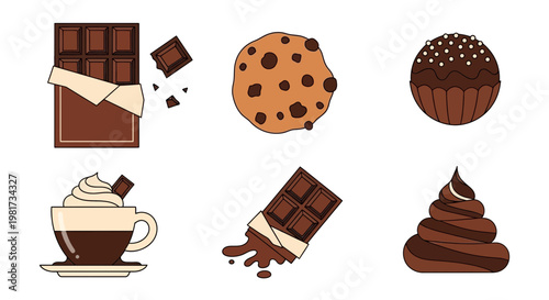 Delicious Chocolate Desserts and Treats Collection - Icons