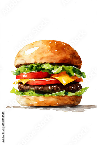 Classic juicy burger illustration