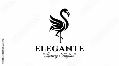 This image showcases a sophisticated flamingo logo, symbolizing elegance and luxury, perfect for branding in high-end markets and service industries.