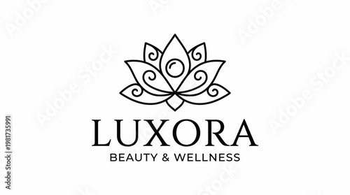 An elegant lotus logo representing beauty and wellness, combining an intricate design with organic elements to convey simplicity and relaxation for holistic businesses.