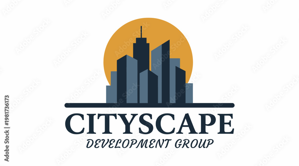 Obraz premium This sophisticated logo showcases a modern skyline silhouette, symbolizing innovation, urban development, and progress, ideal for real estate or development companies.
