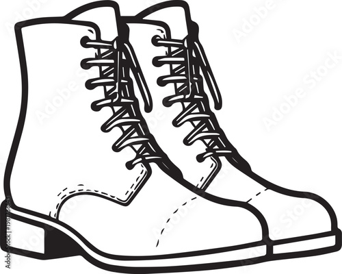 Elegant pair of lace-up boots, meticulously designed with sleek lines and intricate detail. Ideal for fashion, footwear, style.