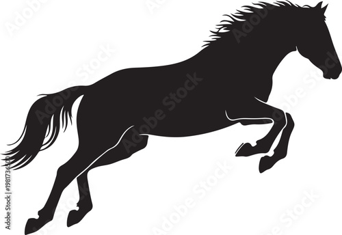 horse running jumping silhouette set black