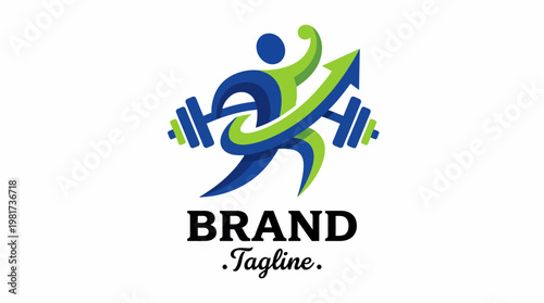 This logo design features a vibrant figure lifting weights, reinforcing the concepts of fitness, health, and vitality, making it suitable for gyms or sports brands.