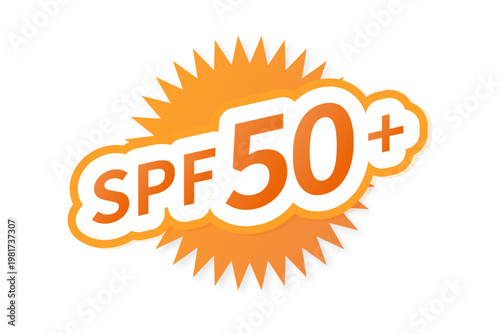 SPF50+サンバーストバッジのシンプルアイコン｜日焼け止め・UV対策・紫外線防止・コスメLP・高SPF表示
