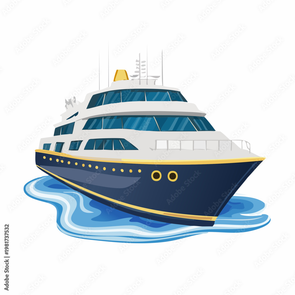 Fototapeta premium Large White Luxury Cruise Ship Boat.