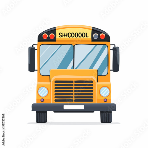 Photography Yellow School Bus Front View.