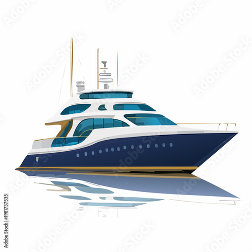 Large White Luxury Yacht Boat.