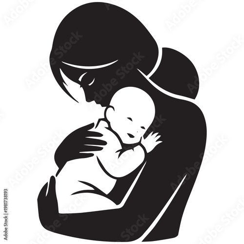 Touching mothers day illustration a mother's love and care for her baby