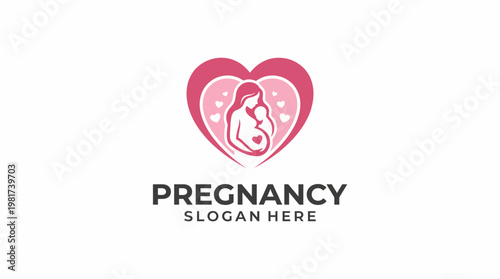 This logo showcases a heart shape with a mother and child, symbolizing love and care in the maternity sector, perfect for businesses serving expecting parents.