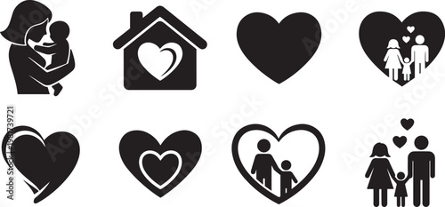 Celebrating mothers day family love home and heartwarming moments icon set