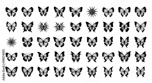 Collection of various butterfly silhouettes.